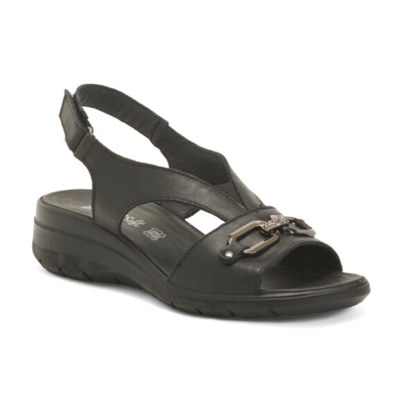 ENVAL SOFT Made In Italy Leather Flatform Sandals With Bit - Picture 1 of 1